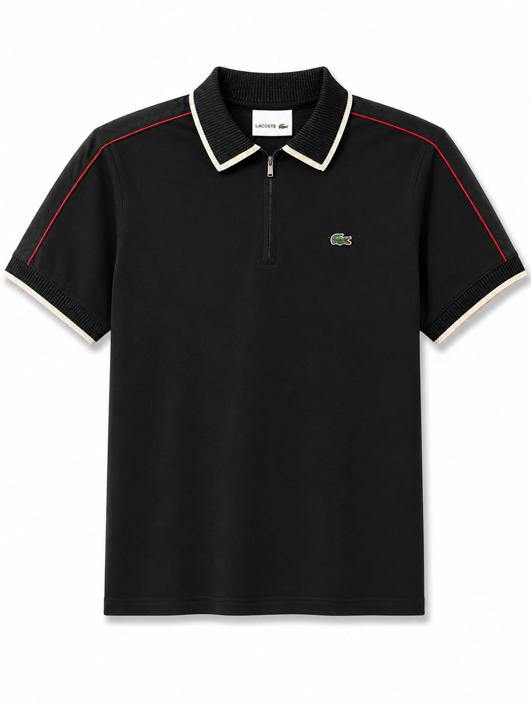 Half Zipper Polo T-shirt Black